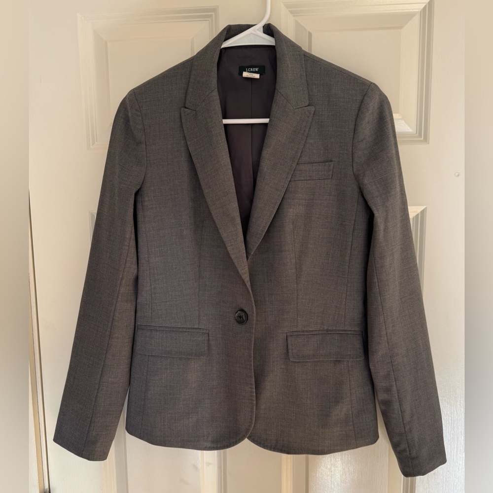 J. Crew gray single button wool blazer‎ jacket women’s size 2